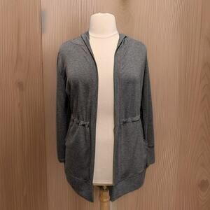 Ideology Open Front Jersey Cardigan Gray Hoodie Pockets Cinched Waist Medium